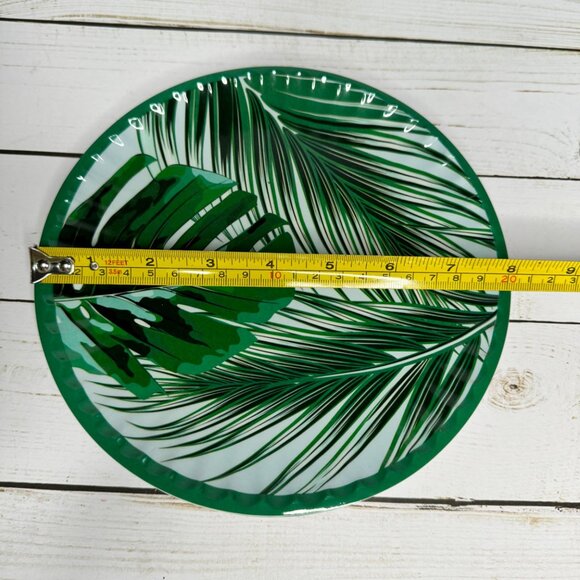 Green Palm Leaf Melamine Salad Lunch Plates Set Of 2 9" Tropical Beach Cottage - Picture 5 of 5